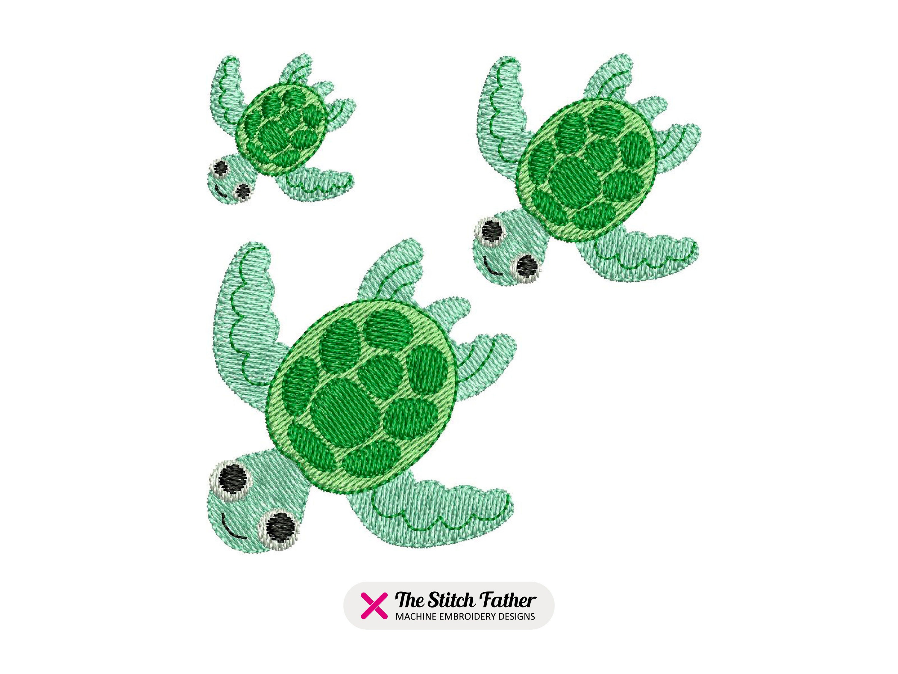 Mini Turtle Machine Embroidery Design - Cute Smiling Turtle Swimming ...