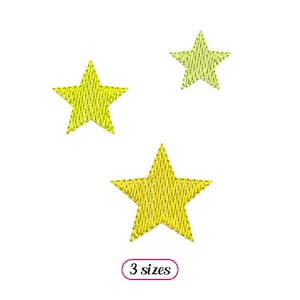 May include: Three yellow stars of different sizes. The stars are embroidered and have a textured appearance.