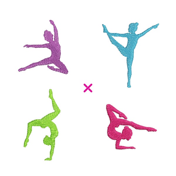 Mini Gymnast Embroidery design Set – Gymnastics Silhouettes Simple Shape - Dancer Pilates Yoga - Girl Dance Gym Fitness - INSTANT DOWNLOAD