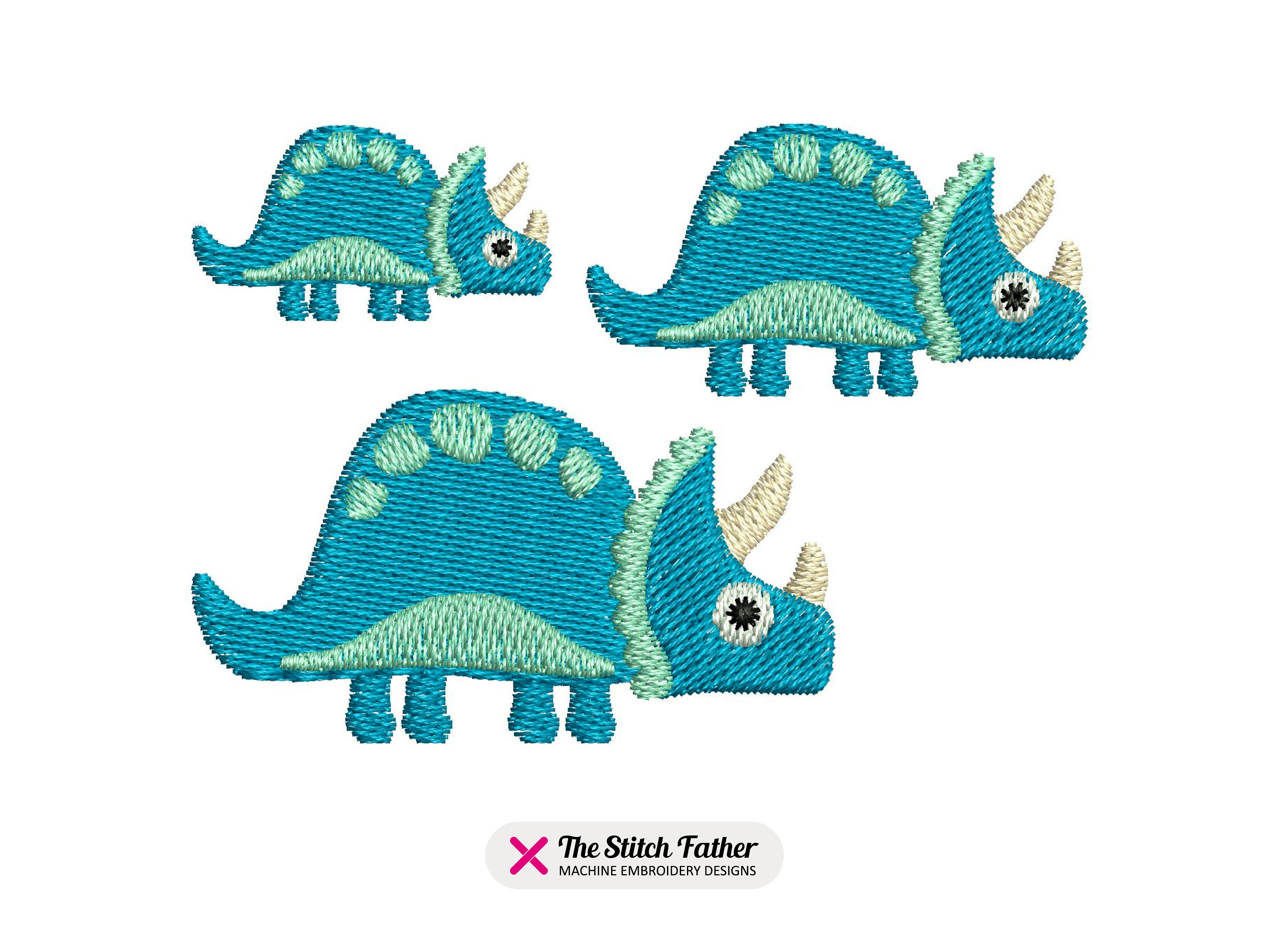 Mini Dinosaur Set Machine Embroidery Designs – Triceratops, Stegosaurus ...