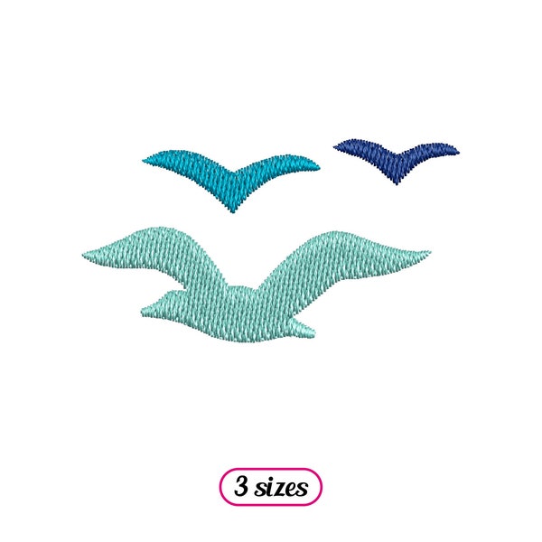 Mini Seagulls Machine Embroidery design – Small Sea Gull – Animal Birds Beach - Nautical Embroidery - Ocean Summer - INSTANT DOWNLOAD