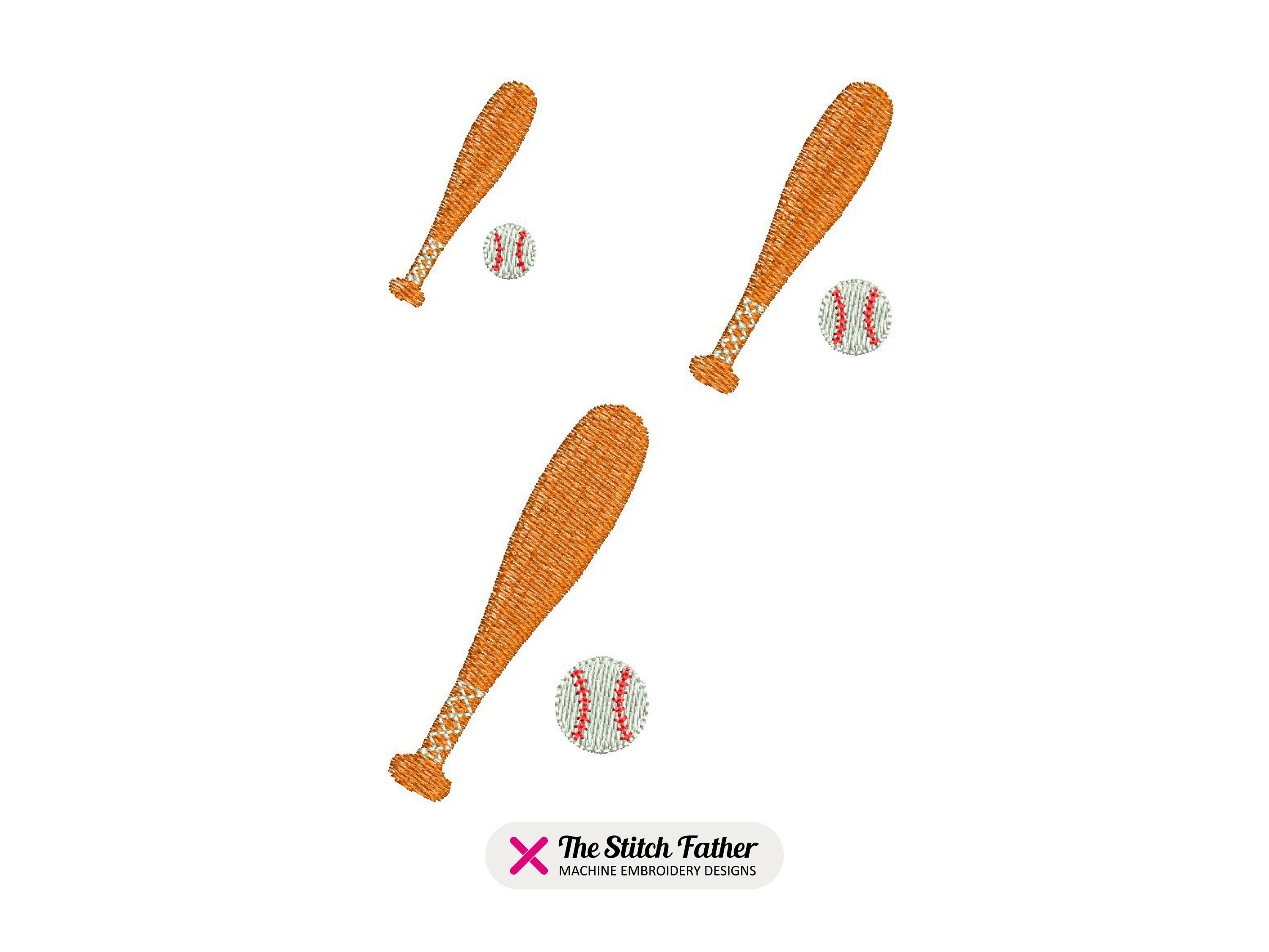 Printable Mini Baseball Bat Pattern Mini Baseball Bat With Ball Machine Embroidery Design – Baseball Batter ...
