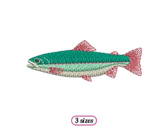 Mini Fish Machine Embroidery design – Realistic Trout - Fishing Fish – Rainbow Trout River Animal Embroidery - INSTANT DOWNLOAD