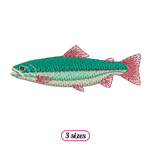 Mini Fish Machine Embroidery design – Realistic Trout - Fishing Fish – Rainbow Trout River Animal Embroidery - INSTANT DOWNLOAD