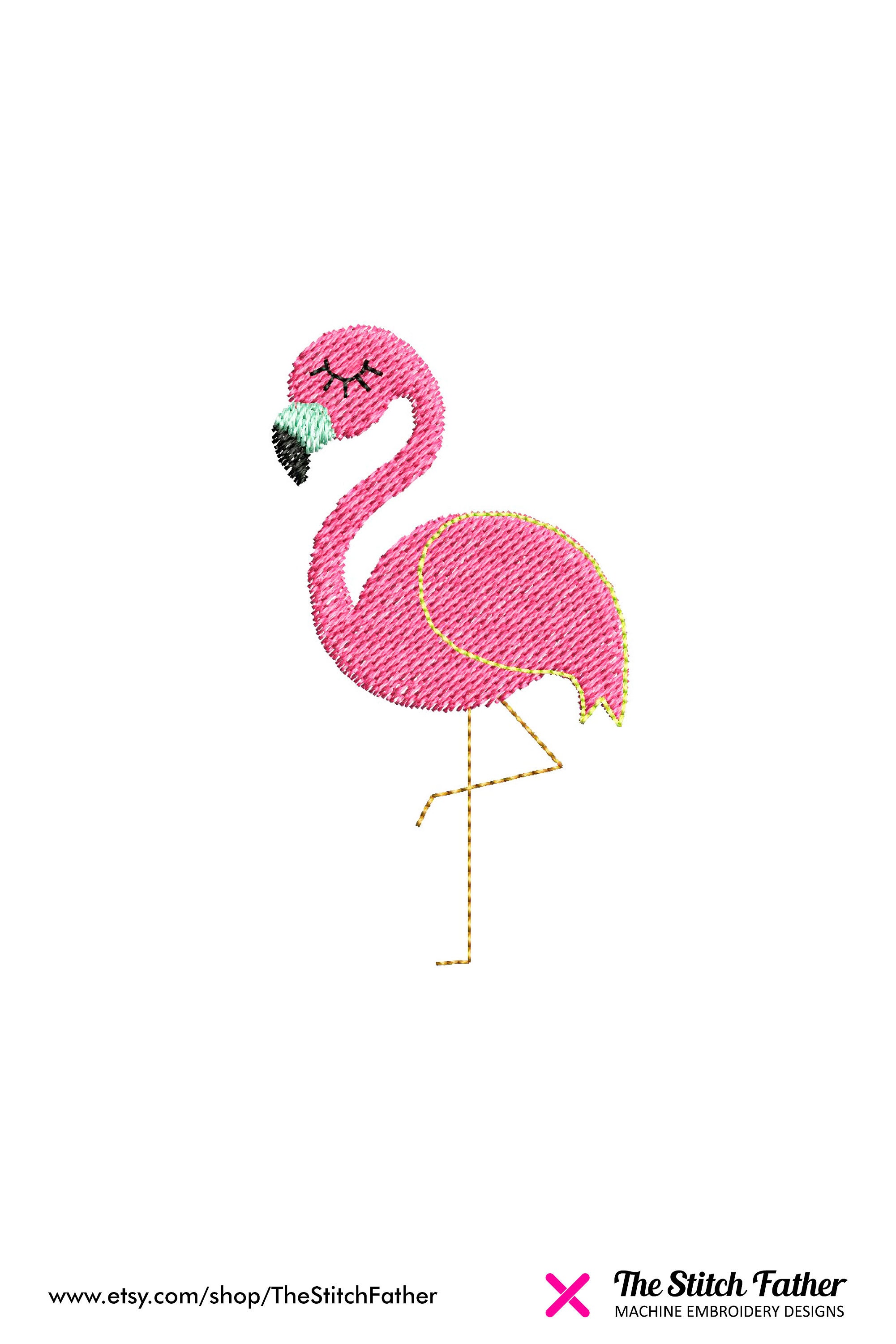 Mini Flamingo Machine Embroidery Design Pink Flamingo Bird Etsy