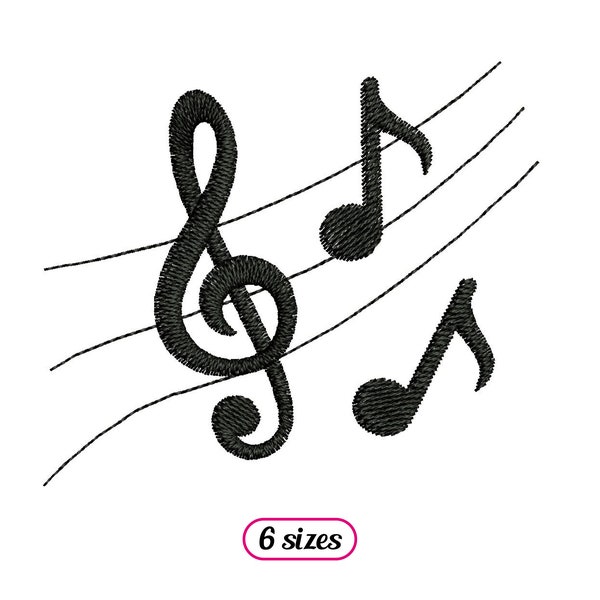 Mini Music Score Silhouette Machine Embroidery design - Musical Notes and Treble Clef Silhouette – Music Notes and G Clef - INSTANT DOWNLOAD