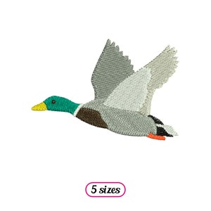 グリーンカラーのアヒルのフライングマシン刺繍デザイン - 5サイズ - 即時ダウンロード