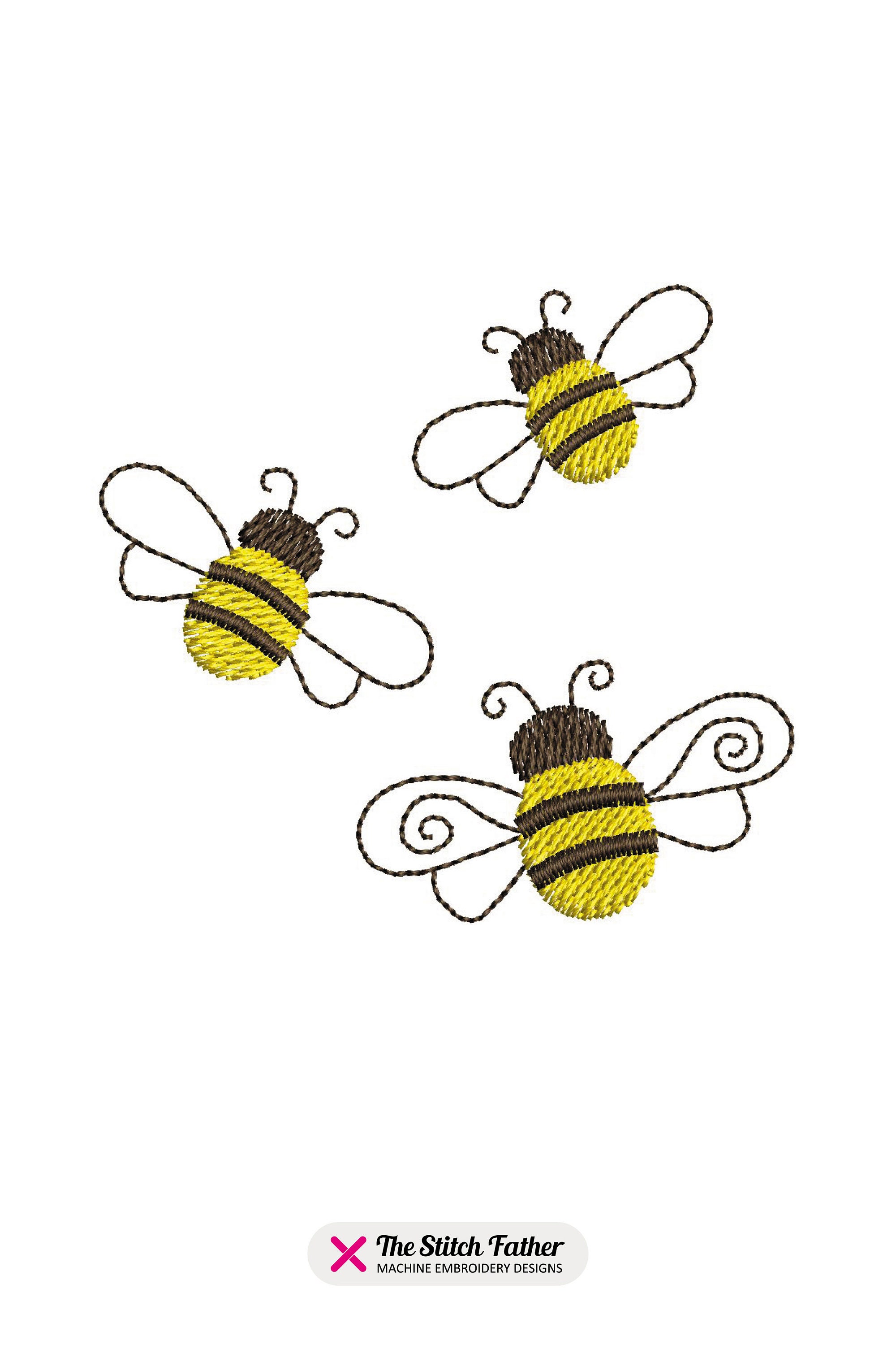 Mini Cute Flying Bees Machine Embroidery Design - 3 Sizes - INSTANT ...