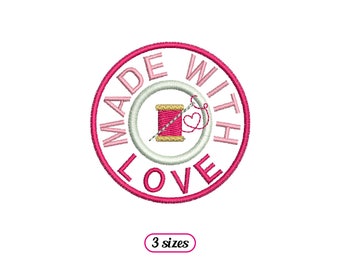 Mini Made with Love Sewing Logo Machine Embroidery design - 3 sizes - INSTANT DOWNLOAD
