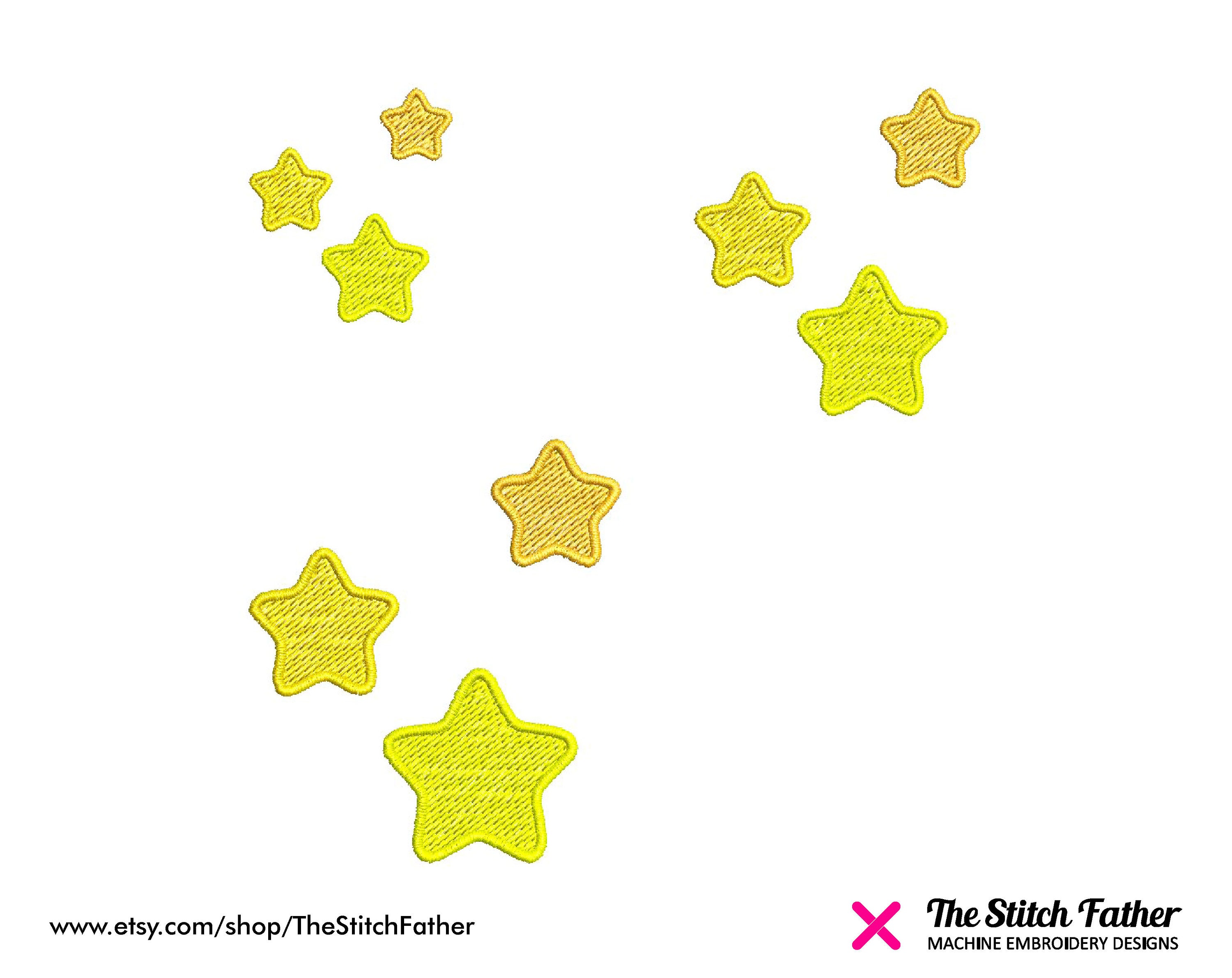 Mini Rounded Stars Machine Embroidery Design Group of Tree - Etsy