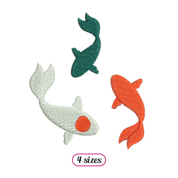 Three Koi Carp Swimming Machine Embroidery design - 4 sizes - INSTANT DOWNLOAD