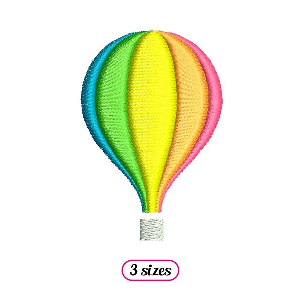 Mini Balloon Machine Embroidery design - Multicolored Hot Air Balloon – Satin Stitch Colorful Balloon - Baby Embroidery - INSTANT DOWNLOAD