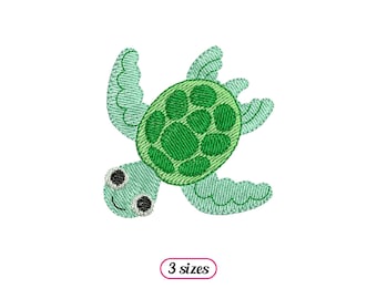 Mini Turtle Machine Embroidery design - Cute Smiling Turtle Swimming - Sea Turtle Ocean - Baby Summer Tiny Marine Turtle - INSTANT DOWNLOAD