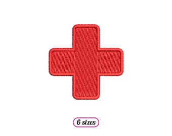 Mini Red Cross Icon Machine Embroidery design – Red Cross Pictogram – Red Cross Logo Fill Stitch Satin Outline - Symbol - INSTANT DOWNLOAD