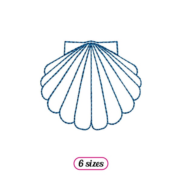 Linear Scallop Shell Machine Embroidery design - 6 sizes - INSTANT DOWNLOAD