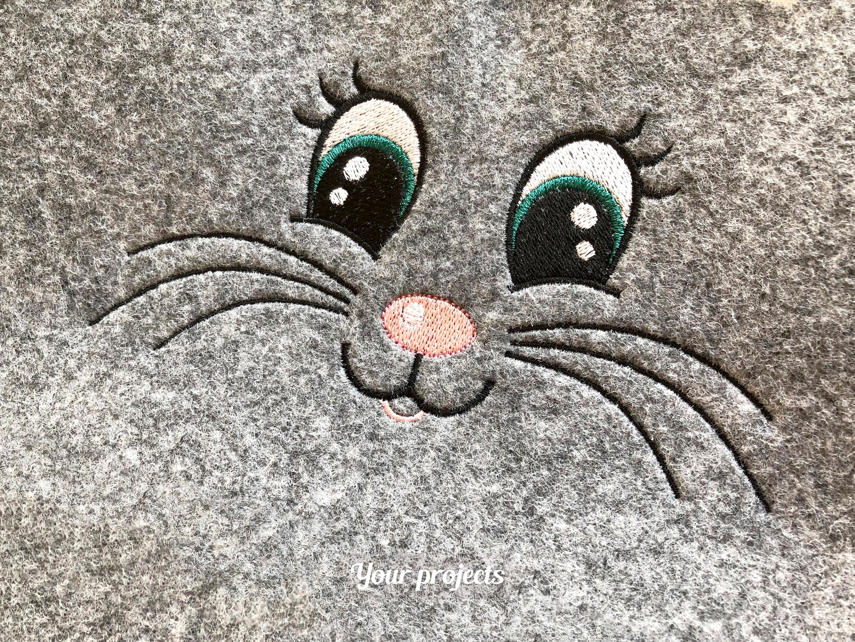 Bunny Face Machine Embroidery Design – Cute Rabbit Face – Cat Mask ...