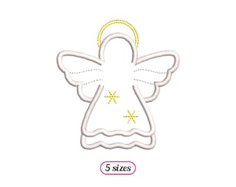 Angel with Linear Style Machine Embroidery design - 5 sizes - INSTANT DOWNLOAD