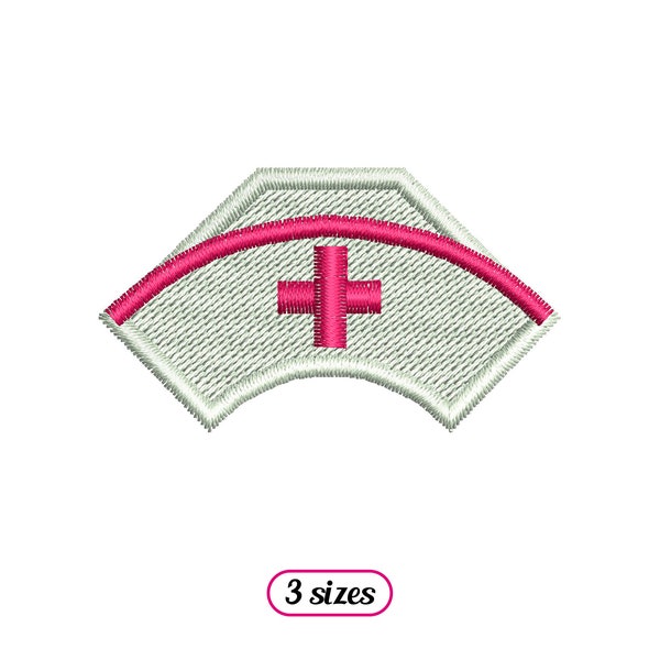 Mini Nurse Hat Machine Embroidery design – Nurse Cap – Medical Hat with Red Cross – Fill Stitch - INSTANT DOWNLOAD