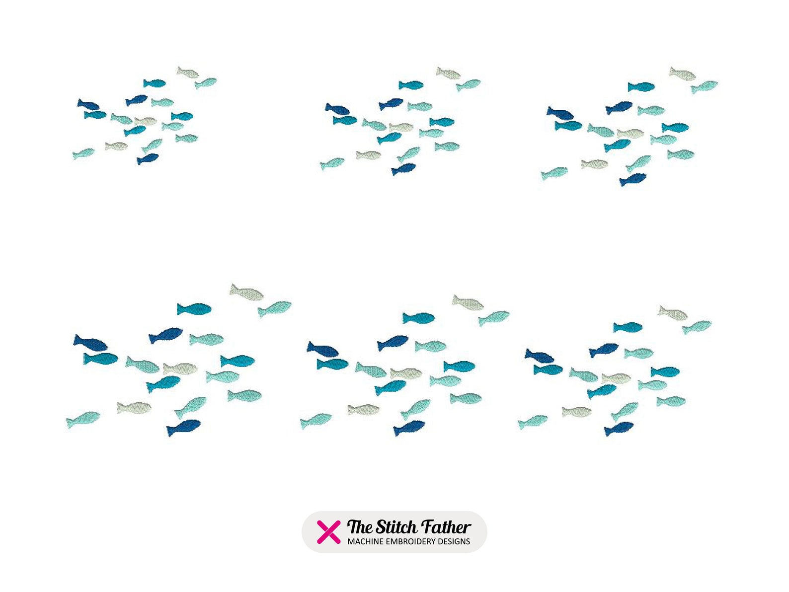 Many Little Fish 5x7 Machine Embroidery – Large School of Fish ...