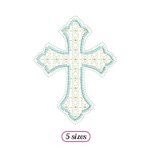 Christian Cross Flower Lace 4x4 Machine Embroidery design - 5 sizes - INSTANT DOWNLOAD