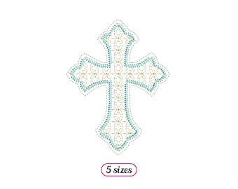 Christian Cross Flower Lace 4x4 Machine Embroidery design - 5 sizes - INSTANT DOWNLOAD