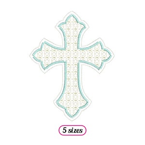 Christian Cross Flower Lace 5x7 Machine Embroidery design - 5 sizes - INSTANT DOWNLOAD