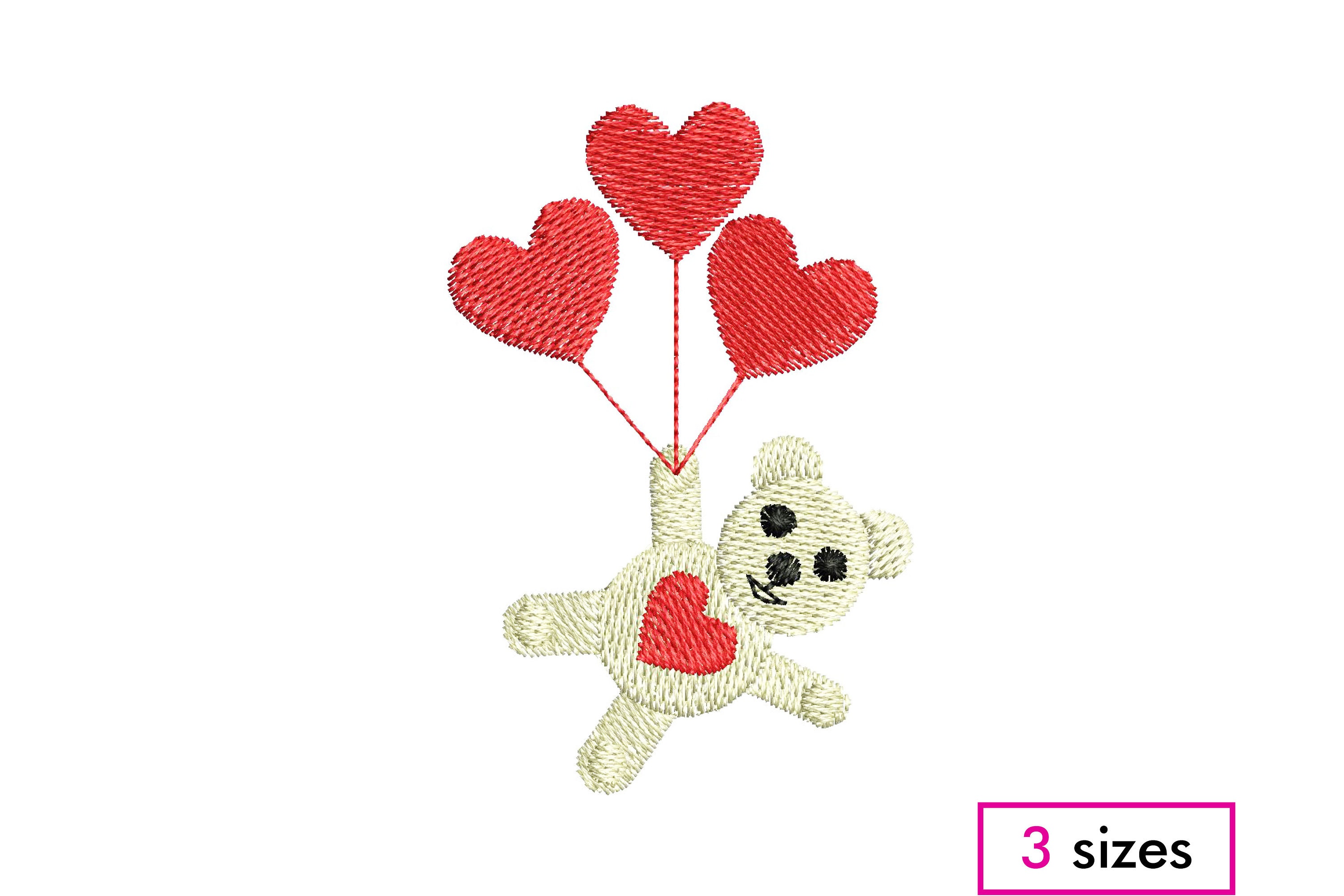 Mini Teddy Bear Heart Machine Embroidery Design Cute Teddy - Etsy