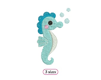 ミニタツノオトシゴの機械刺繍デザイン - 小さな海馬 - かわいい