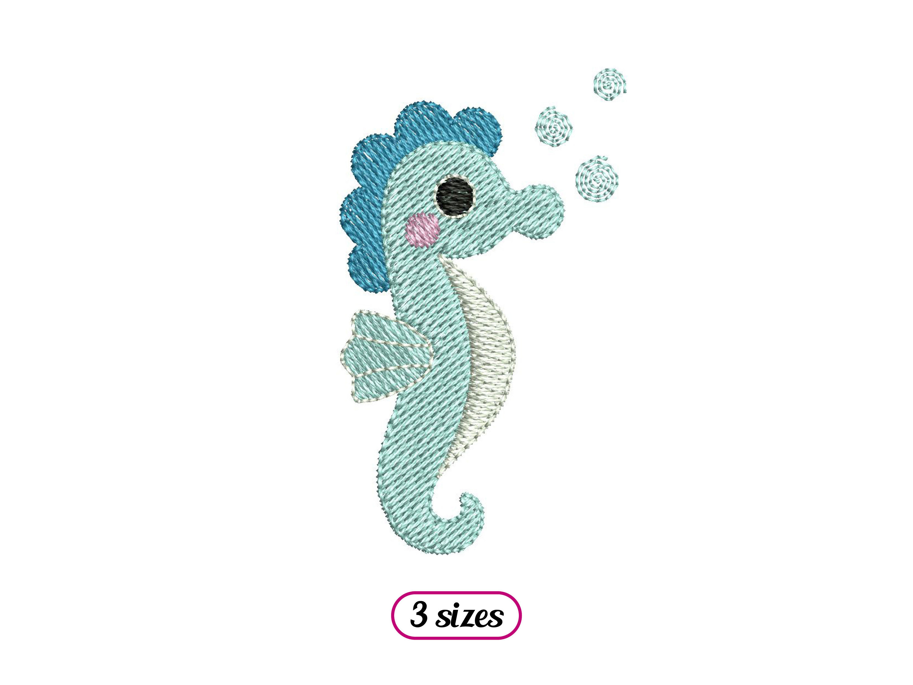 ミニタツノオトシゴの機械刺繍デザイン - 小さな海馬 - かわいい