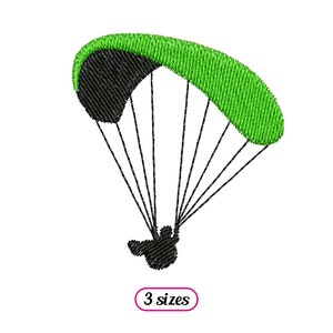 Diseño de bordado a máquina de mini parapente: silueta de parapente volador - Vuelo en parapente - Deporte extremo en la montaña - DESCARGA INSTANTÁNEA