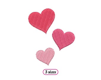 Mini Hearts Machine Embroidery design – Composition of Three Hearts – Flying Hearts Fill Stitch – Small Valentine Hearts - INSTANT DOWNLOAD