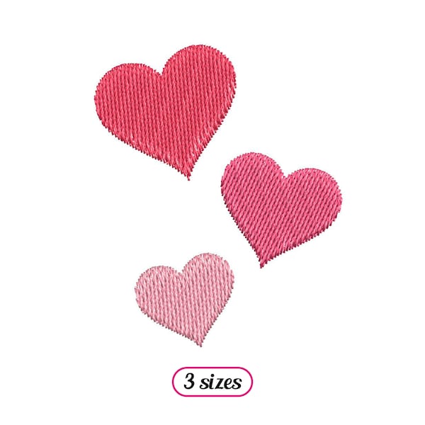 Mini Hearts Machine Embroidery design – Composition of Three Hearts – Flying Hearts Fill Stitch – Small Valentine Hearts - INSTANT DOWNLOAD