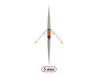 Desenho de bordado à máquina de remador solo visto de cima - 5 tamanhos - DOWNLOAD INSTANTÂNEO