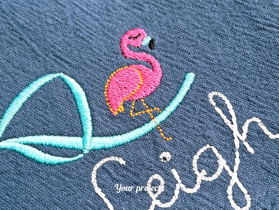 ミニフラミンゴの機械刺繍デザイン - ピンクのフラミンゴの鳥 - 動物