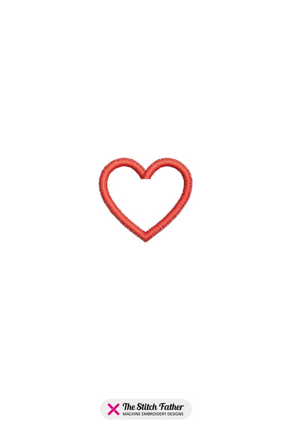 Mini Heart Outline Satin Stitch Machine Embroidery Design – Cute