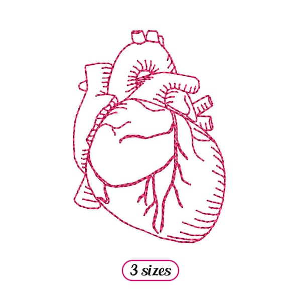 Mini Human Heart Machine Embroidery design – Human Anatomy Heart – Vintage Quick Stitch - INSTANT DOWNLOAD