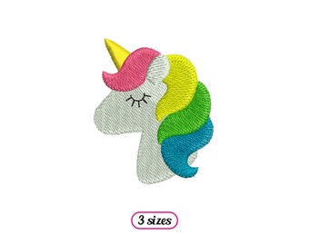 Mini Unicorn Head Machine Embroidery design – Cute Fairy Unicorn Head Eyelashes - Unicorn Rainbow Mane – Baby Embroidery - INSTANT DOWNLOAD