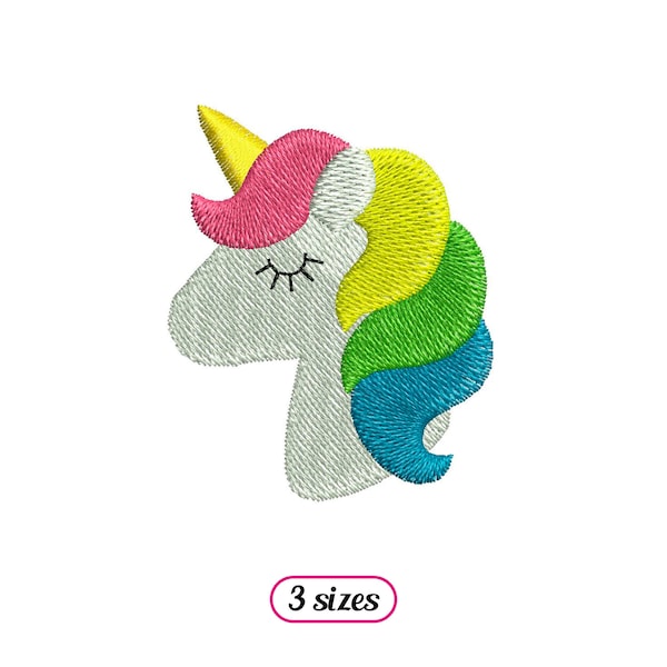 Mini Unicorn Head Machine Embroidery design – Cute Fairy Unicorn Head Eyelashes - Unicorn Rainbow Mane – Baby Embroidery - INSTANT DOWNLOAD
