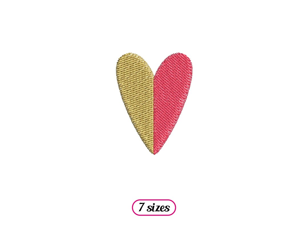 Heart Two Colors Machine Embroidery Design - 7 Sizes - INSTANT DOWNLOAD - Etsy