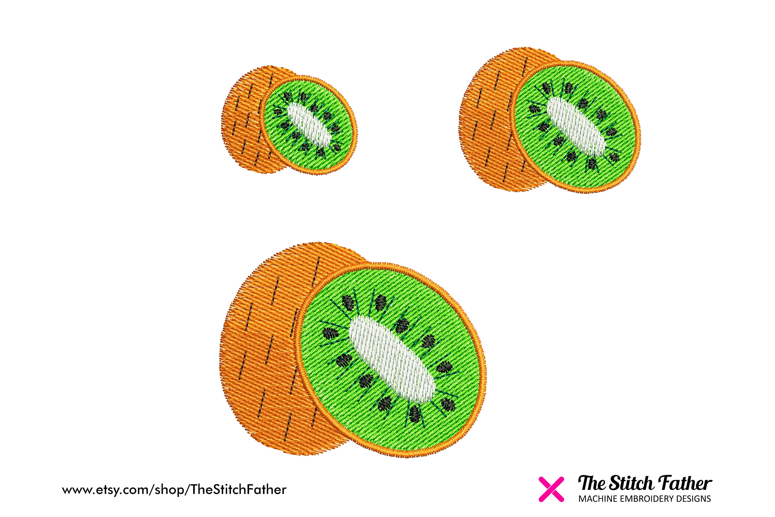 Mini Kiwi Machine Embroidery Design Two Kiwis Whole and Half Etsy