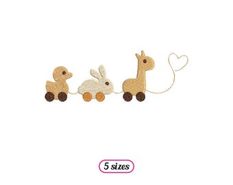 Toy Animal Train Machine Embroidery design - 5 sizes - INSTANT DOWNLOAD