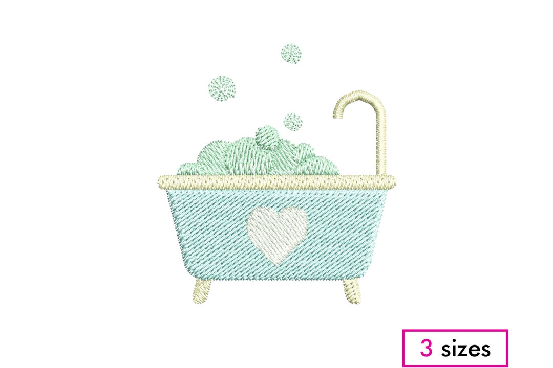 Mini Bath Machine Embroidery Design Bathtub Bathroom Etsy