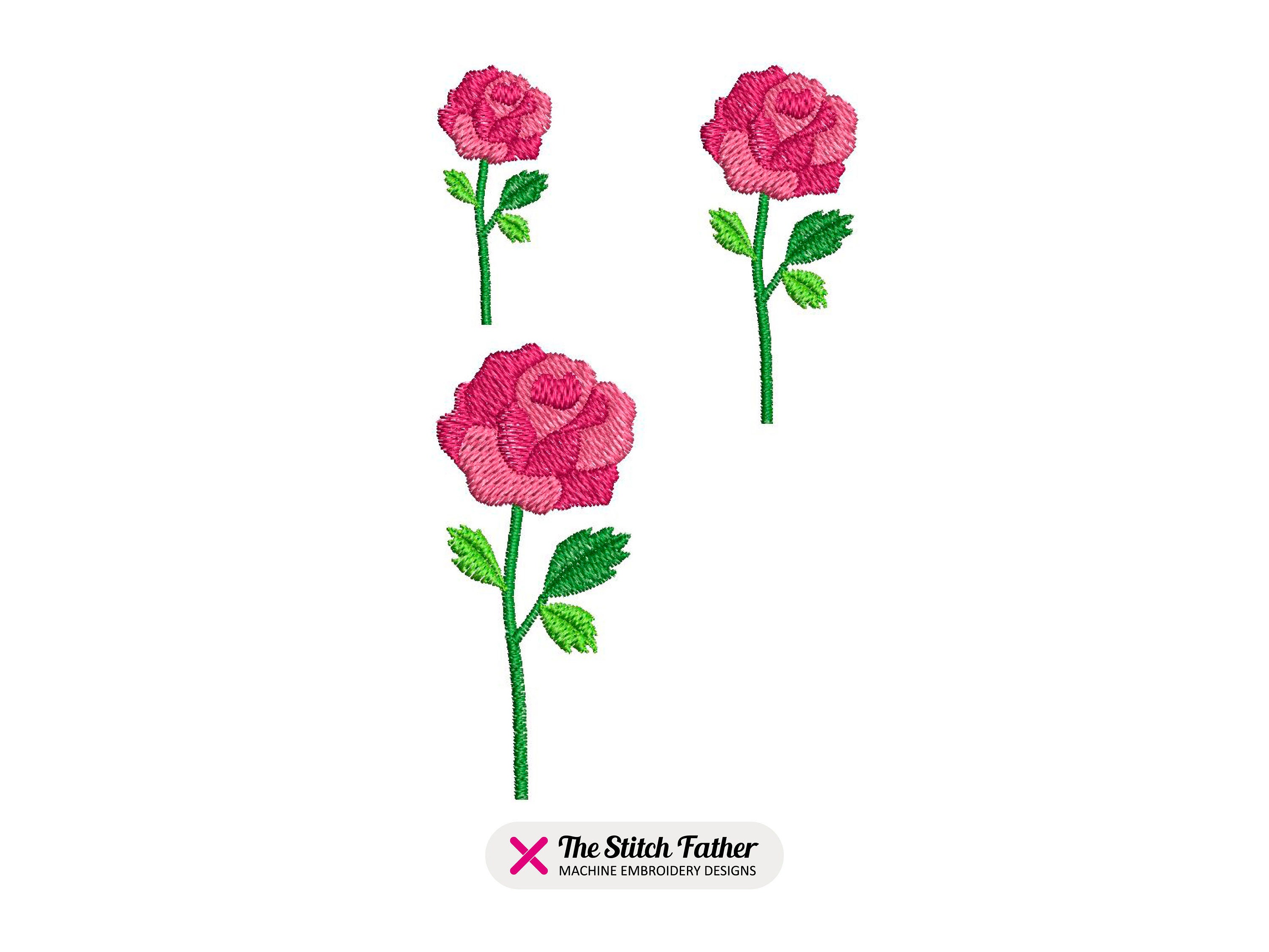 Tiny Roses Design Mini Rose Machine Embroidery Design - Realistic Rose - Tiny Flower ...