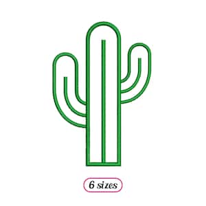 May include: Green line art cactus with two arms, outlined in a single line.  6 sizes.
