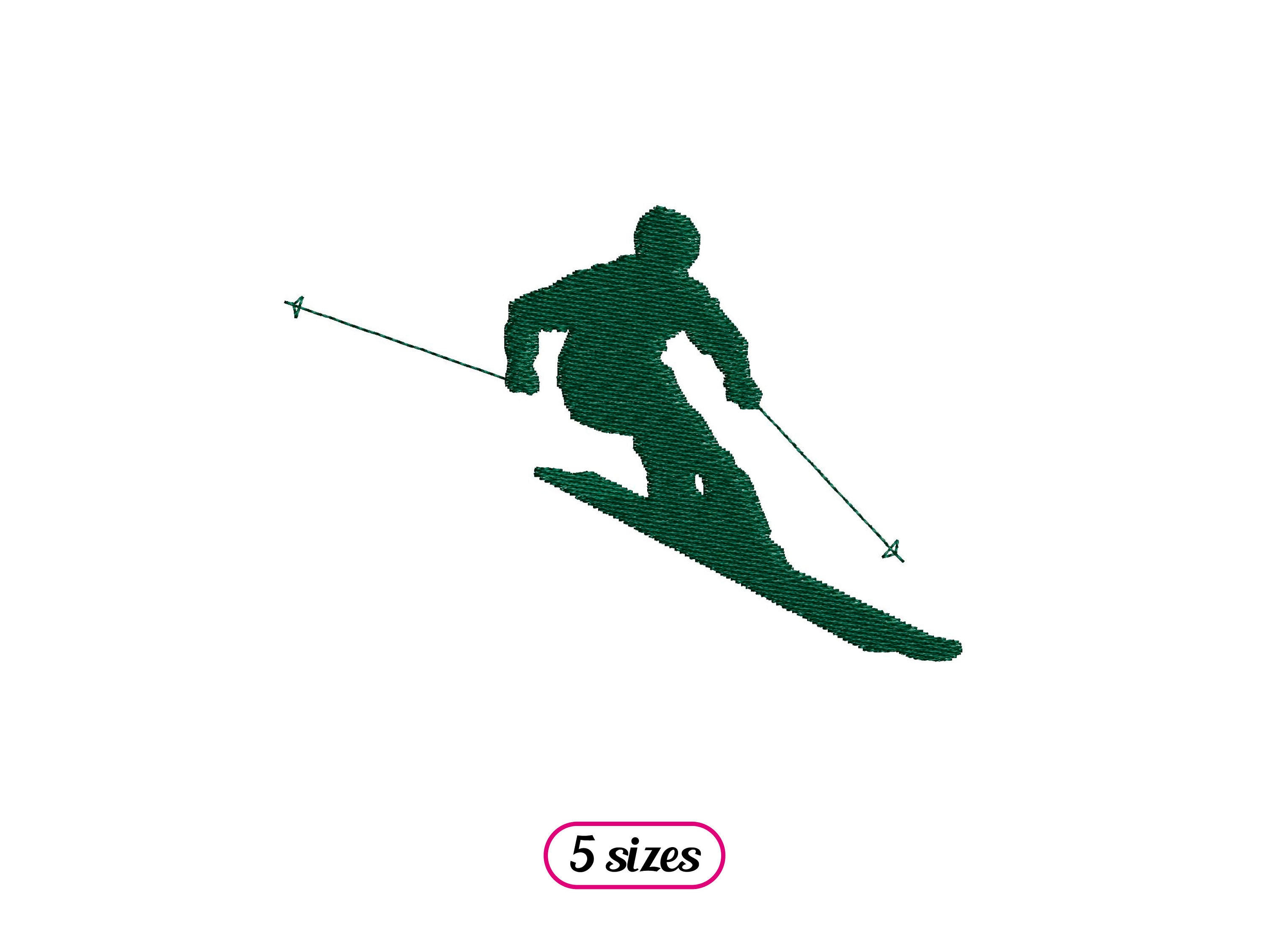 Skier Silhouette Machine Embroidery design – Skier Icon – Slalom Skiing Shape Fill Stitch – Alpine Ski Logo Winter Sport - INSTANT DOWNLOAD