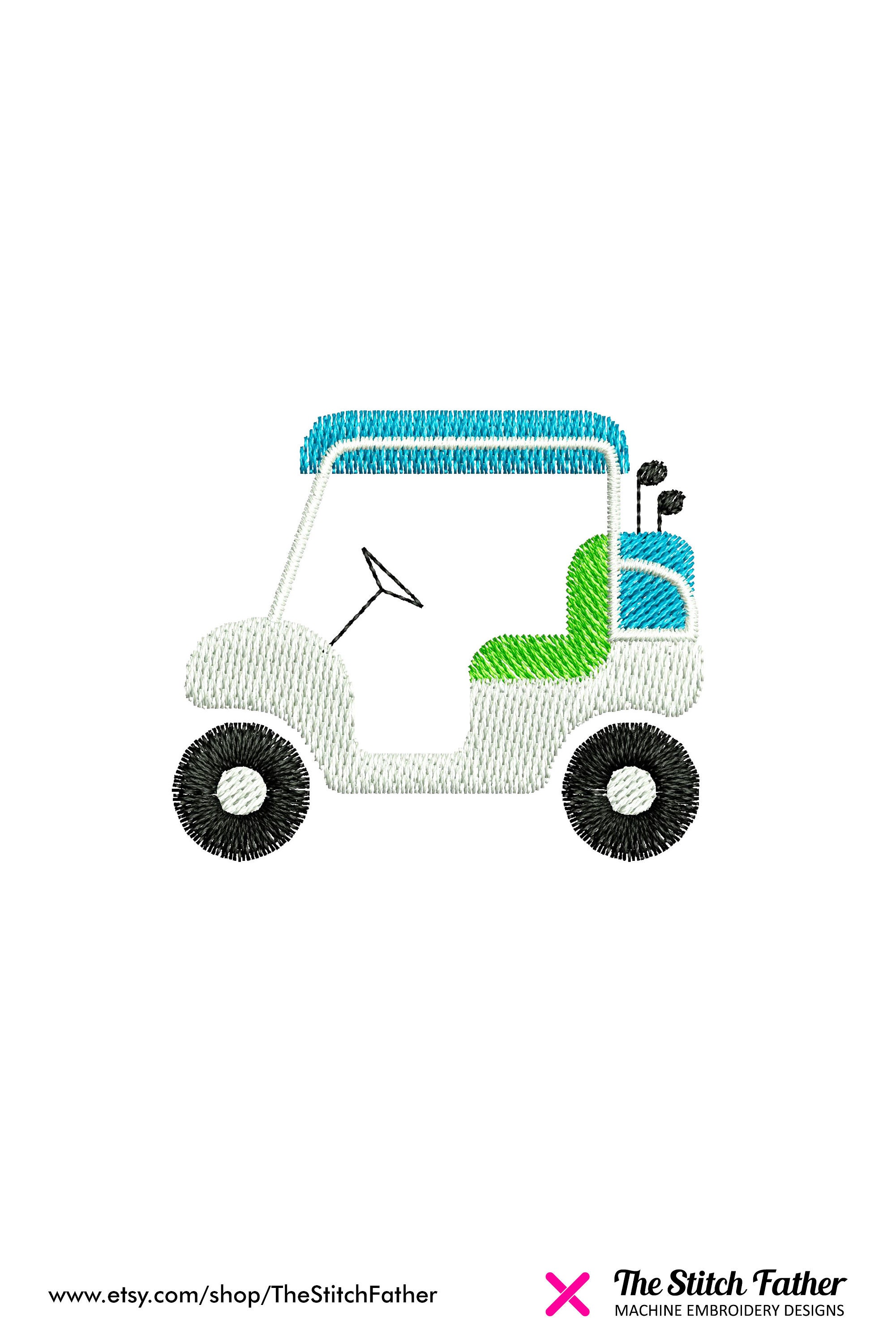 Mini Golf Cart Machine Embroidery Design Golf Buggy Golf - Etsy