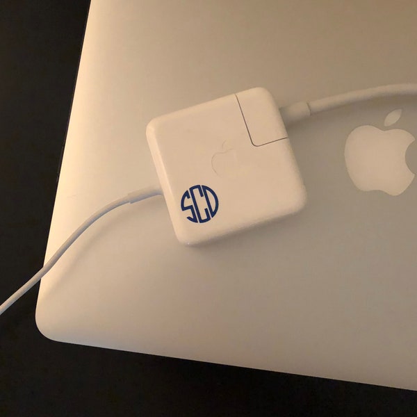 MacBook Block Charger, MacBook Charger Decal, Monogram Sticker