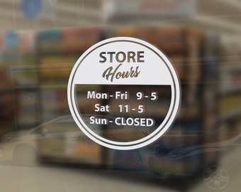 Custom Business Hours Vinyl Decal, Store Hours Decal, Business Hours Window Decal
