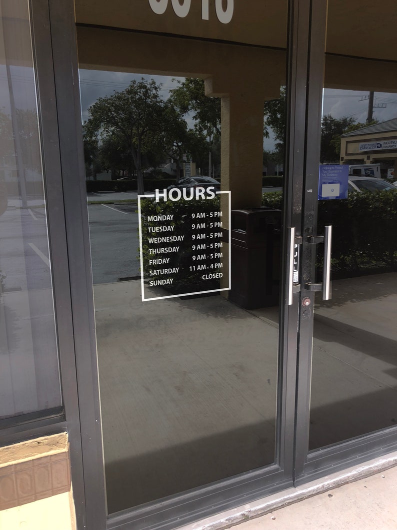 Custom Business Vinyl Decal Store Hours Decal Window Decal Etsy