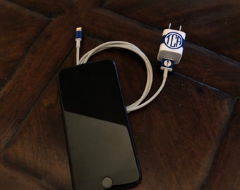 iphone block charger & cord decal, iphone charger wrap decal, monogram sticker